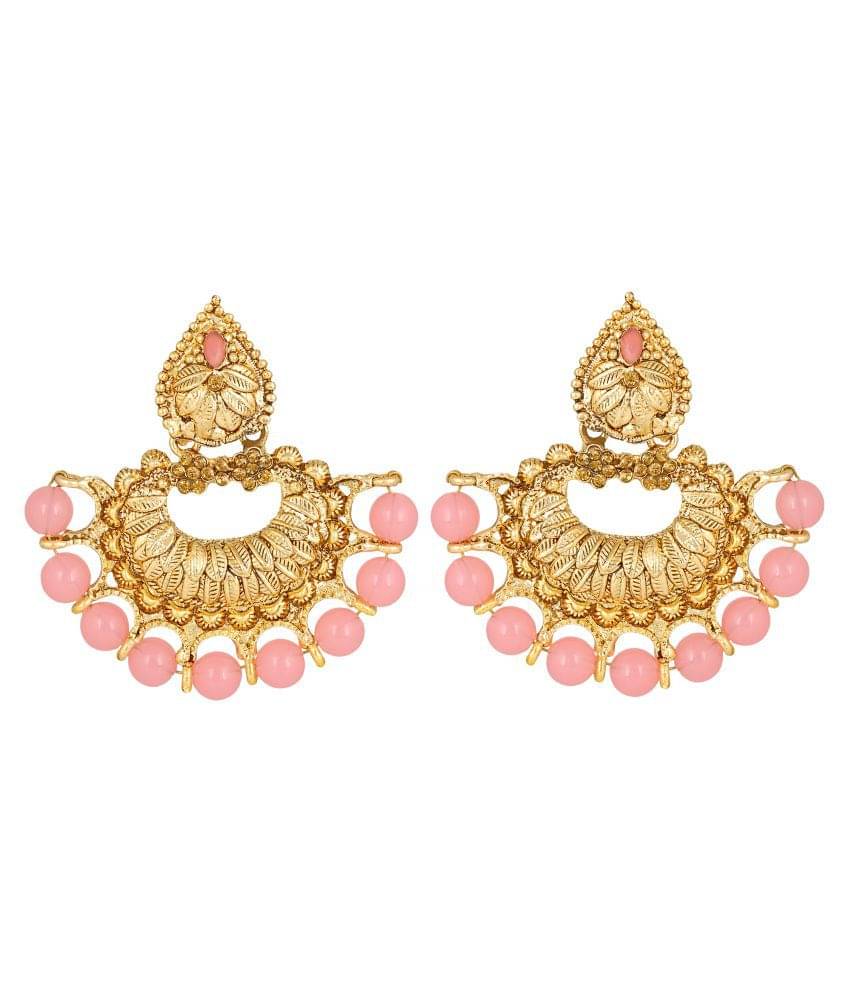 Asmitta Luxurious With chandbali Shape Gold Plated LCT Stone Dangle Earring For Women Asmitta Luxurious With chandbali Shape Gold Plated LCT Stone Dangle Earring For Women
