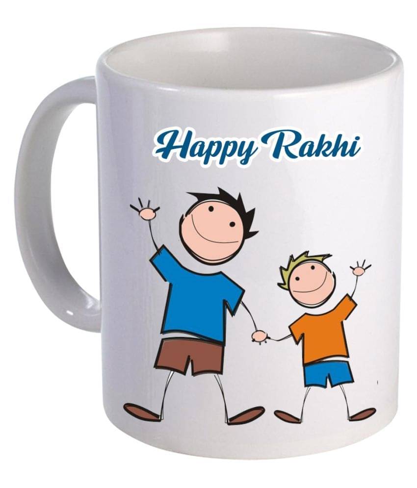     			COLOR YARD best happy raksha bandhan design with brothers on Ceramic Coffee Mug 1 Pcs 325 mL