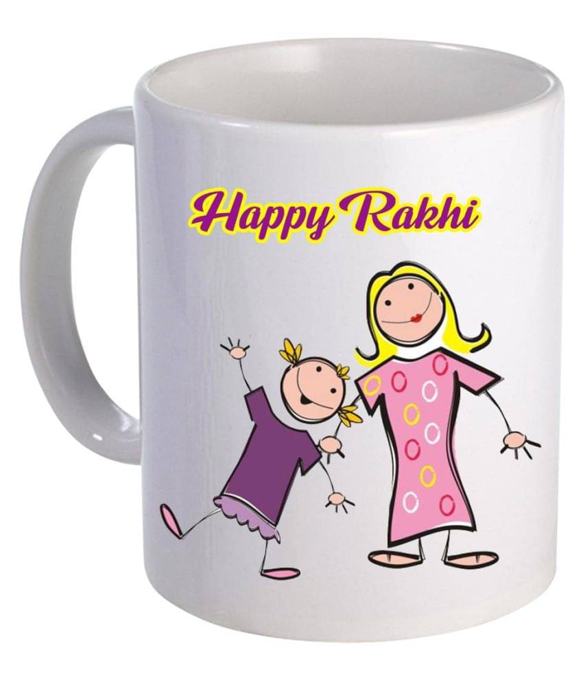     			COLOR YARD best happy raksha bandhan design with siblings on Ceramic Coffee Mug 1 Pcs 325 mL