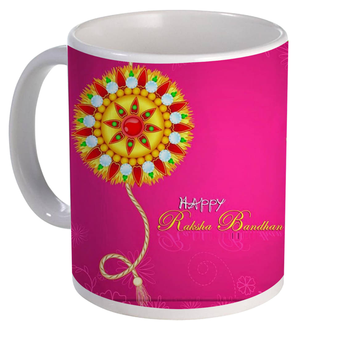     			COLOR YARD best raksha bandhan pink print design on  Ceramic Coffee Mug 1 Pcs 325 mL