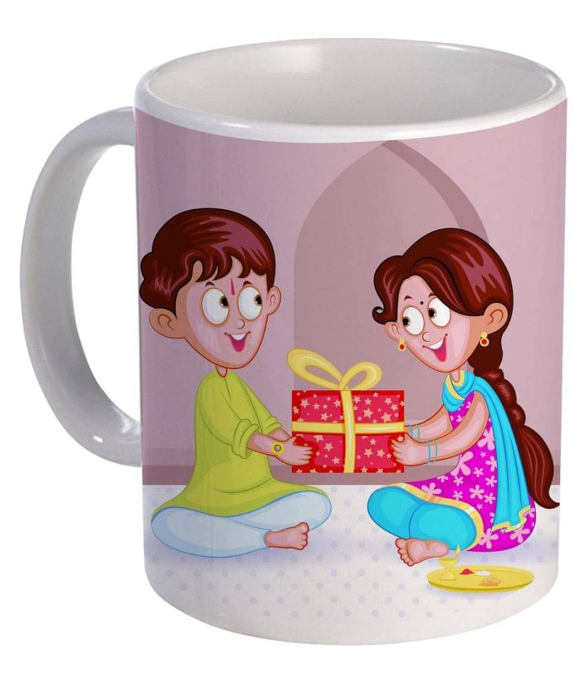     			COLOR YARD best raksha bandhan celebration design on Ceramic Coffee Mug 1 Pcs 325 mL