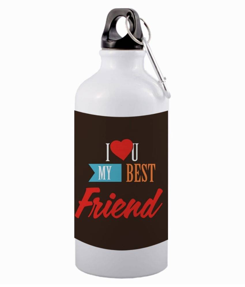     			COLOR YARD happy-friendship-day i love u my best friend White 600 mL Aluminum Water Bottle set of 1