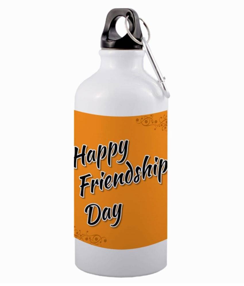     			COLOR YARD happy-friendship-day-calligraphy-lettering on White 600 mL Aluminum Water Bottle set of 1