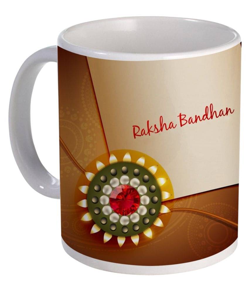 COLOR YARD happy raksha bandhan design on brown on Ceramic Coffee Mug 1 Pcs 325 mL COLOR YARD happy raksha bandhan design on brown on Ceramic Coffee Mug 1 Pcs 325 mL