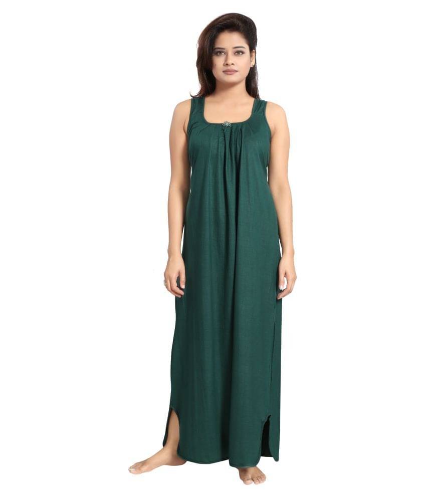 Nighty king Cotton Nighty & Night Gowns - Green     			Nighty king Cotton Nighty & Night Gowns - Green