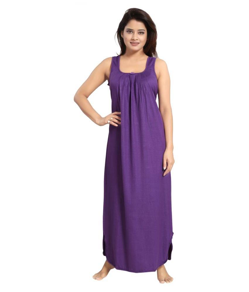 Nighty king Cotton Nighty & Night Gowns - Purple     			Nighty king Cotton Nighty & Night Gowns - Purple