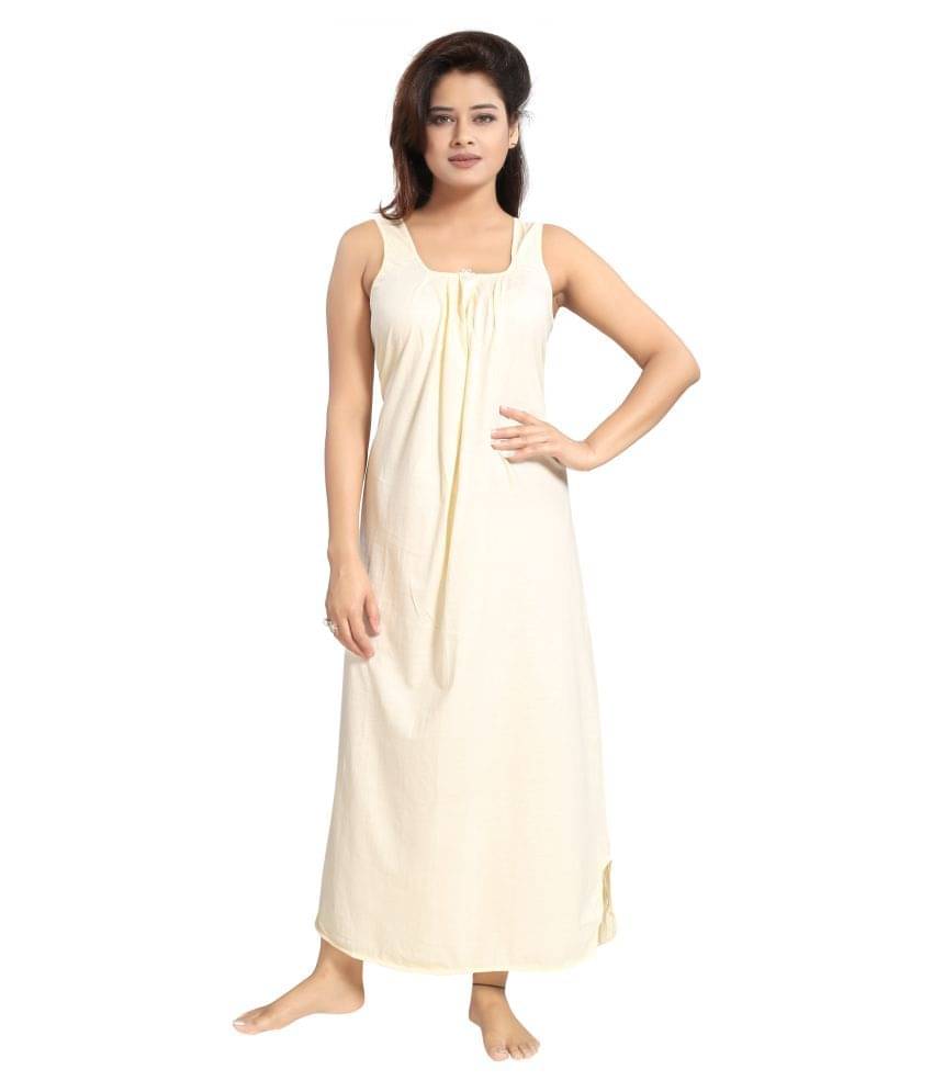 Nighty king Cotton Nighty & Night Gowns - Off White     			Nighty king Cotton Nighty & Night Gowns - Off White