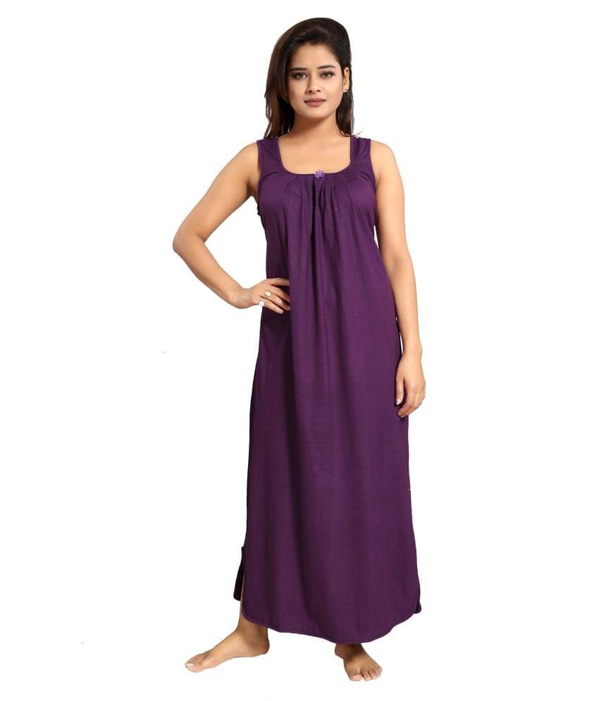 Nighty king Cotton Nighty & Night Gowns - Purple     			Nighty king Cotton Nighty & Night Gowns - Purple