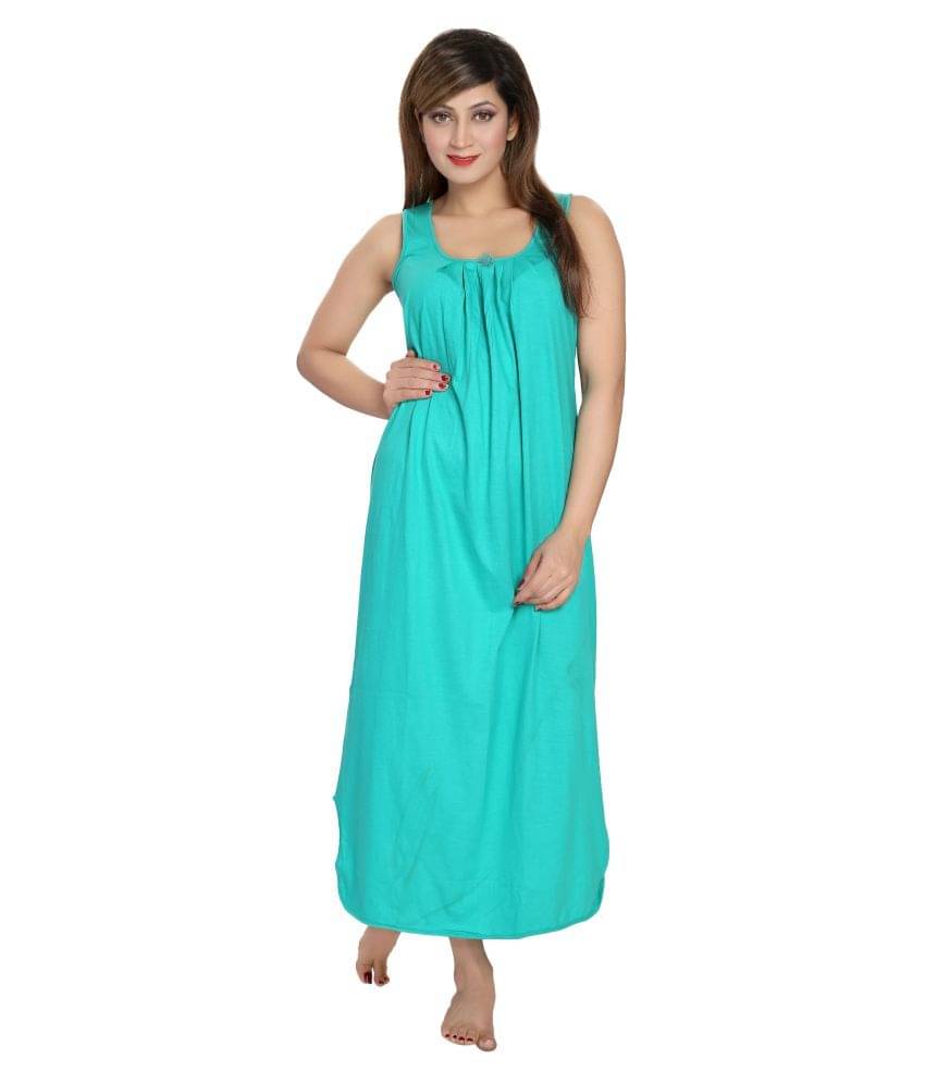 Nighty king Cotton Nighty & Night Gowns - Blue     			Nighty king Cotton Nighty & Night Gowns - Blue