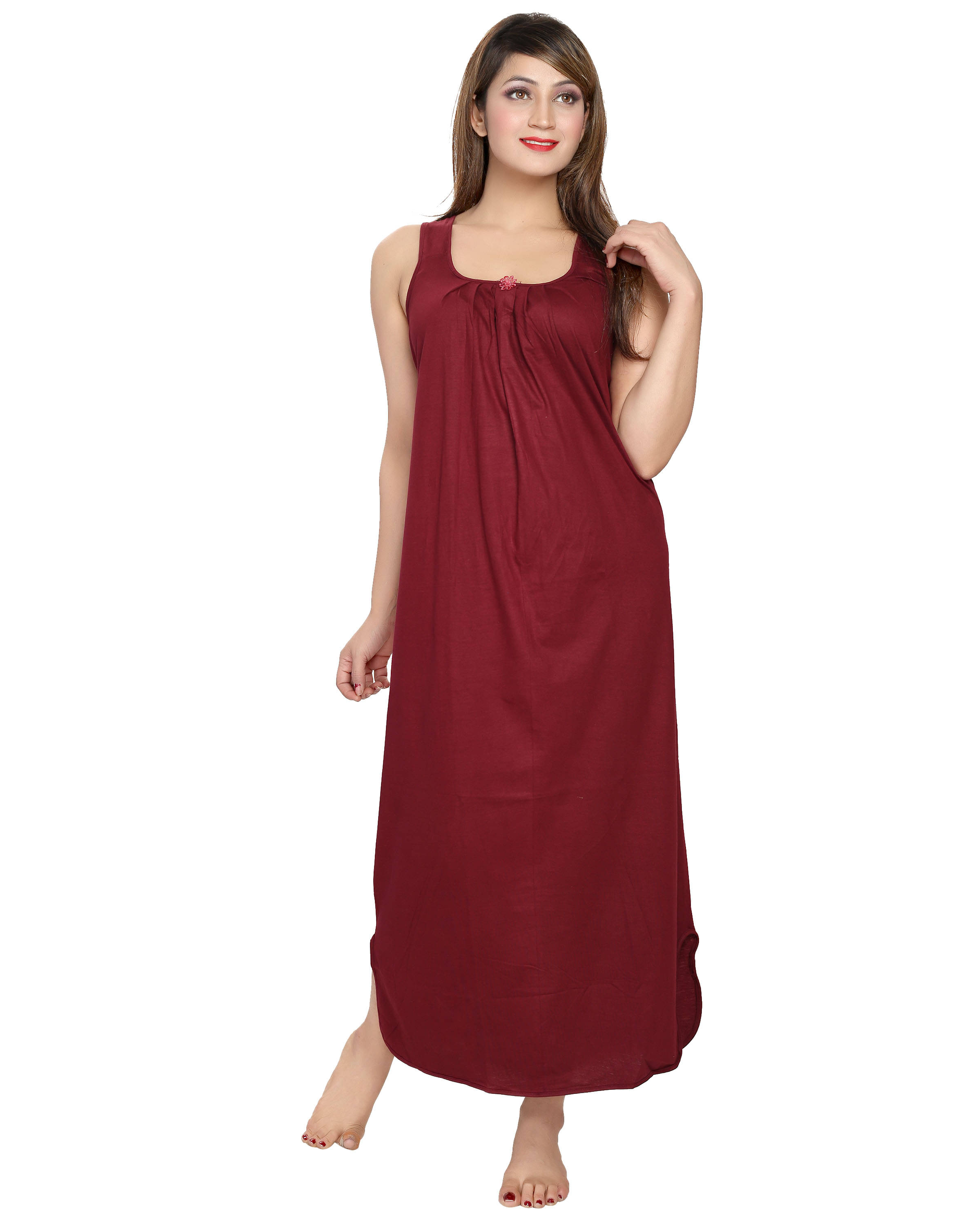     			Nighty king Cotton Nighty & Night Gowns - Maroon