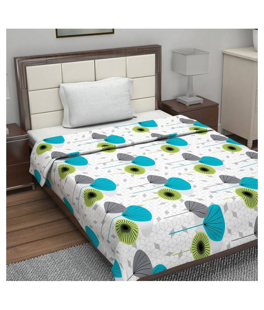 DIVINE CASA Single Cotton White Floral Dohar Coordinated DIVINE CASA Single Cotton White Floral Dohar Coordinated