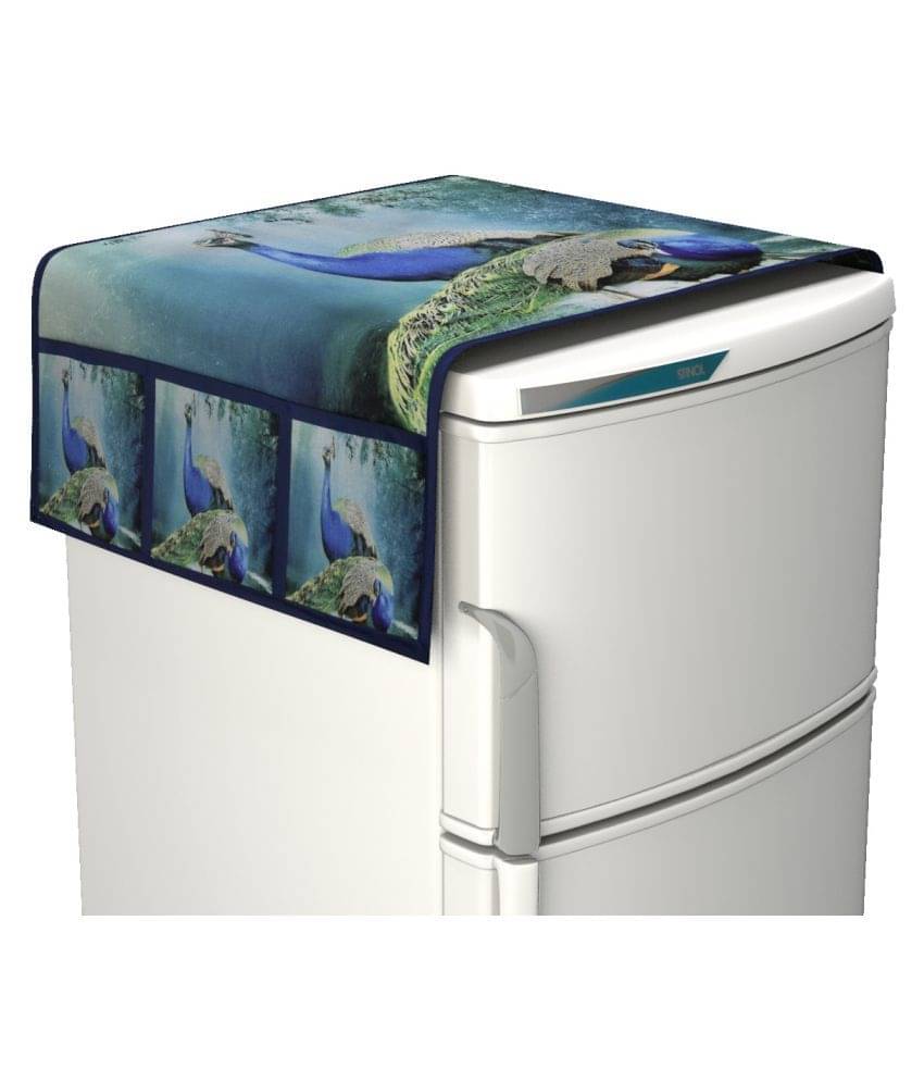 Shaphio Single Jute Blue Fridge Top Cover Shaphio Single Jute Blue Fridge Top Cover