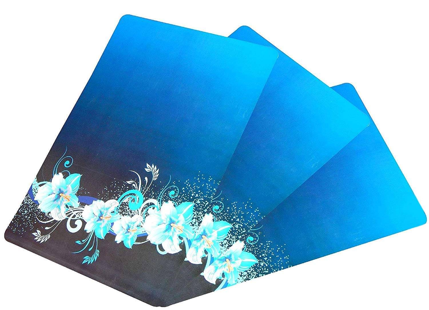     			Set of 3 PVC Blue Fridge Mats