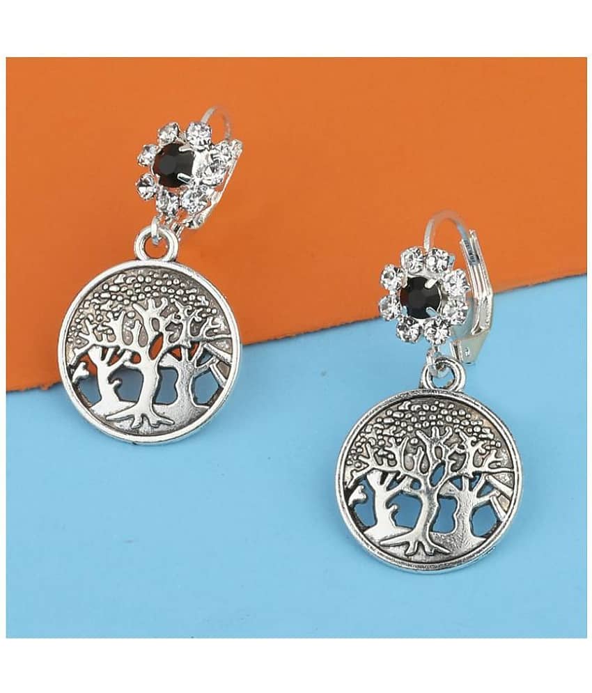 Silver Shine Silver Forest Diamond Studded Bali Earrings for Women - Earrings | Buy online on ZillyBuy