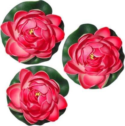 Green plant indoor Lotus Red Floating Flowers - Pack of 3 Green plant indoor Lotus Red Floating Flowers - Pack of 3