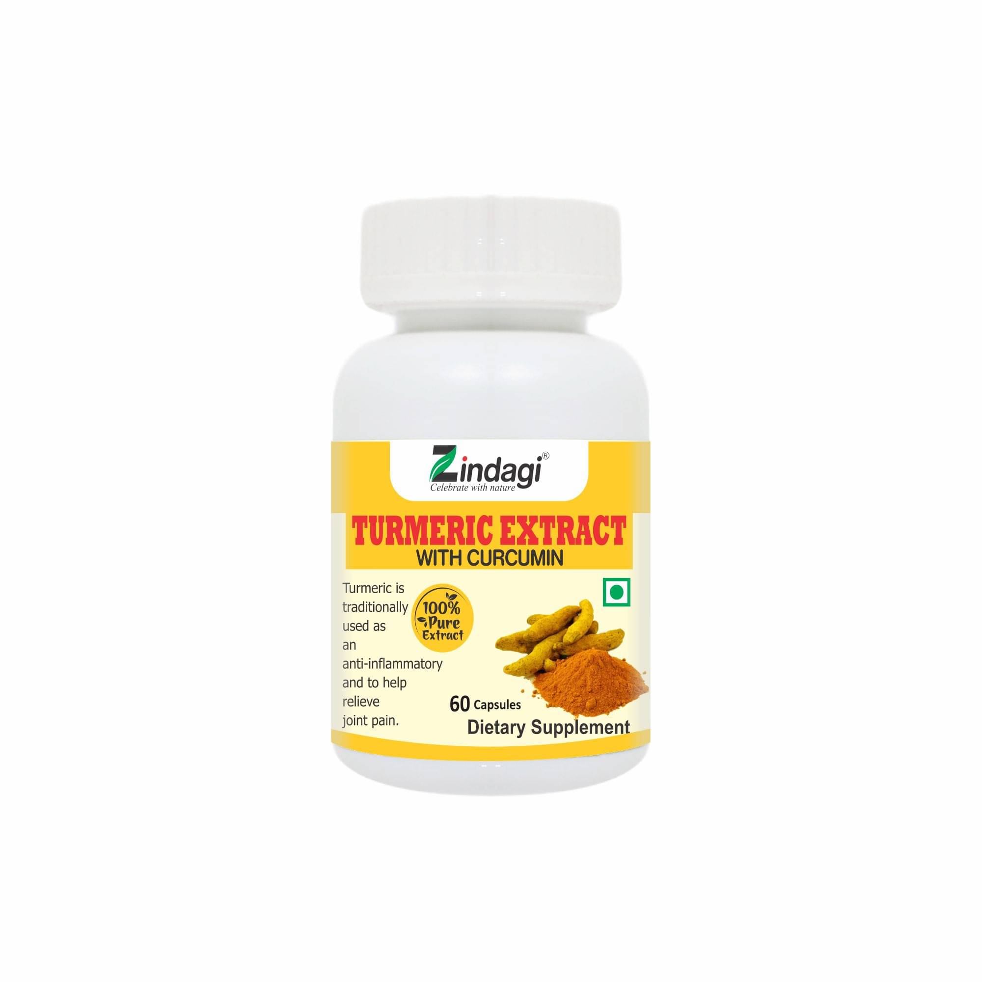     			Zindagi Turmeric Extract Capsules - Pain Relief Capsules - Turmeric Capsules - Health Supplement Pack of 1