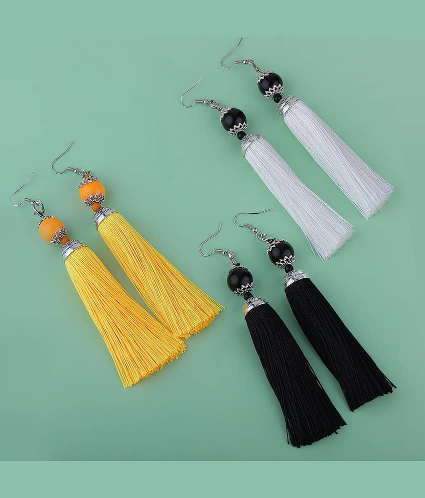 Silver shine Partywear Different Multi Colour Tassel Earrings combo set Set Pair of 3 for Girls and Women Jewellery - Earrings | Buy online on ZillyBuy