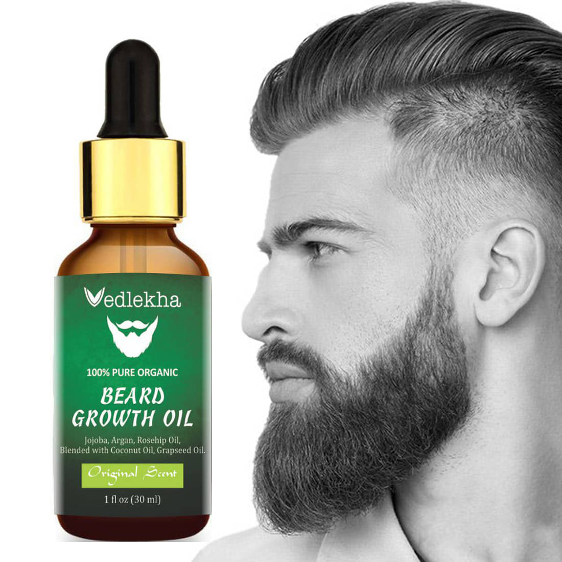 Vedlekha Natural Beard Growth Oil Infused With Almond Oil 30mL Vedlekha Natural Beard Growth Oil Infused With Almond Oil 30mL