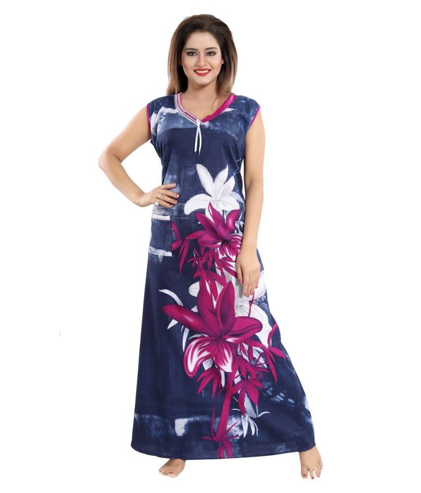 Nighty king Cotton Nighty & Night Gowns - Multi Color     			Nighty king Cotton Nighty & Night Gowns - Multi Color