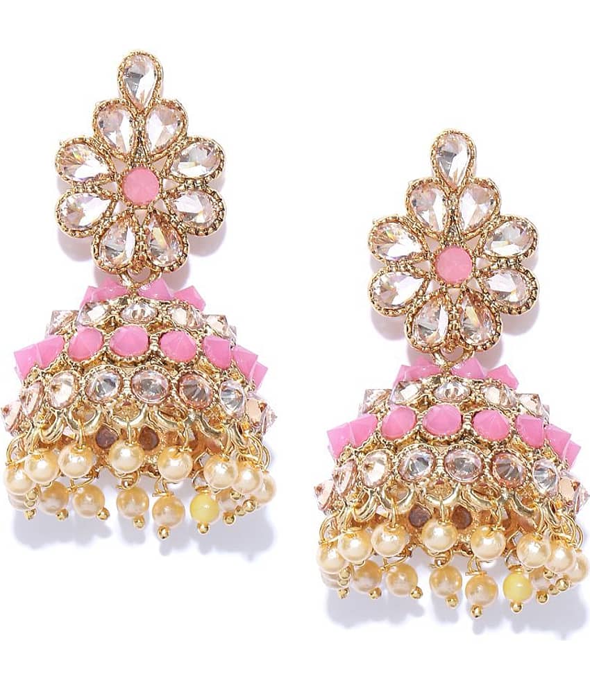 Priyaasi - Pink Jhumki Earrings ( Pack of 1 ) - Earrings | Buy online on ZillyBuy