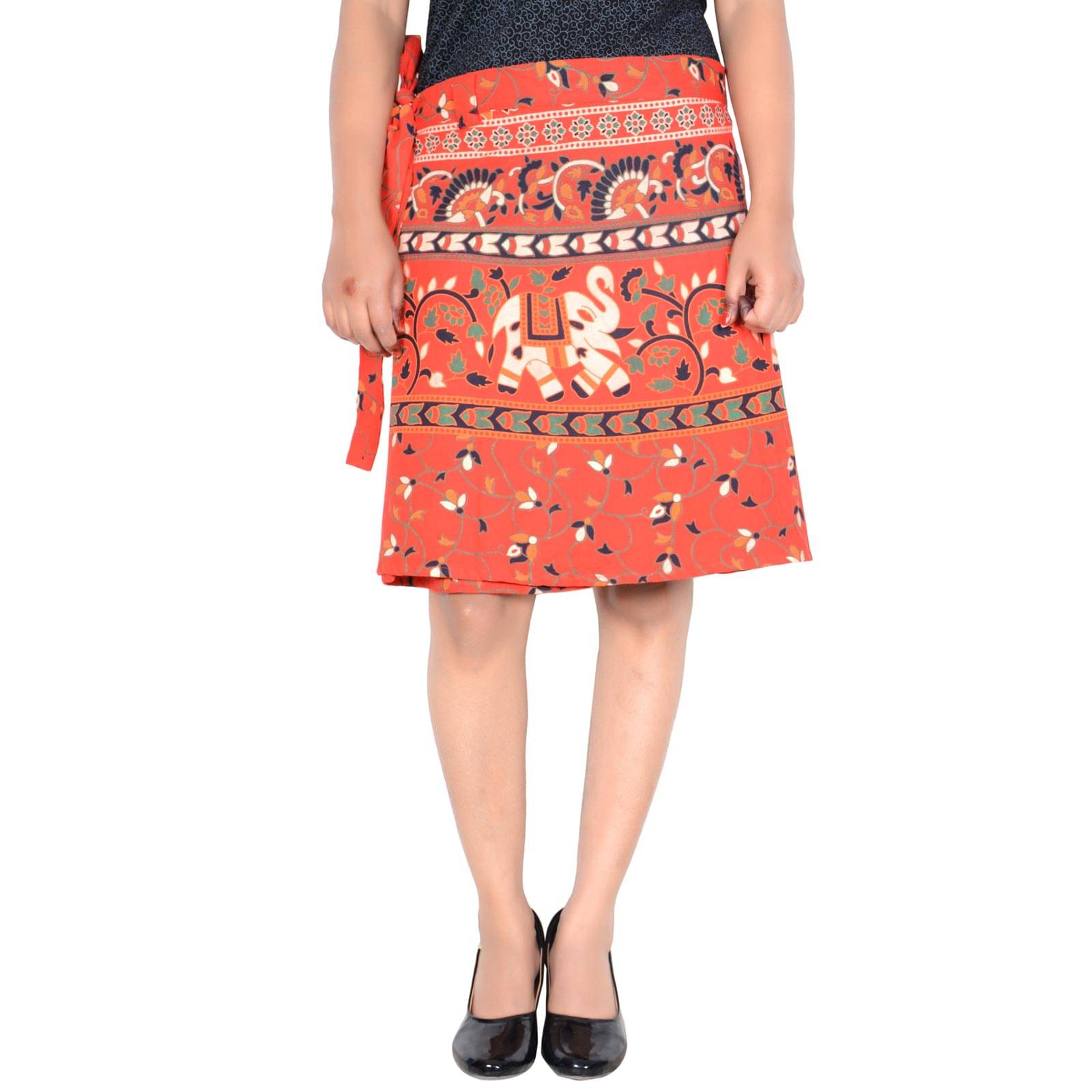 Sttoffa Cotton Wrap Skirt - Orange Sttoffa Cotton Wrap Skirt - Orange