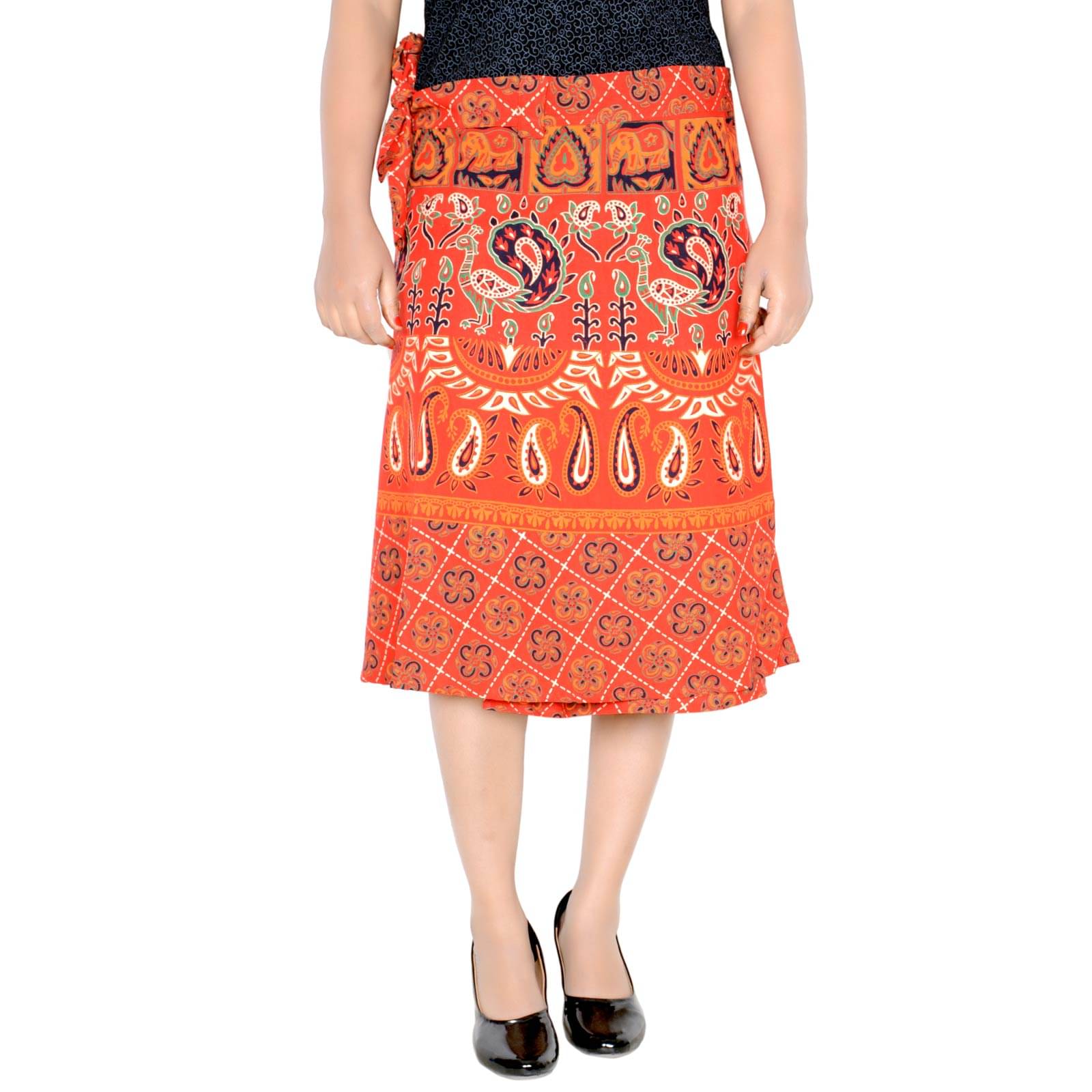Sttoffa Cotton Wrap Skirt - Orange     			Sttoffa Cotton Wrap Skirt - Orange