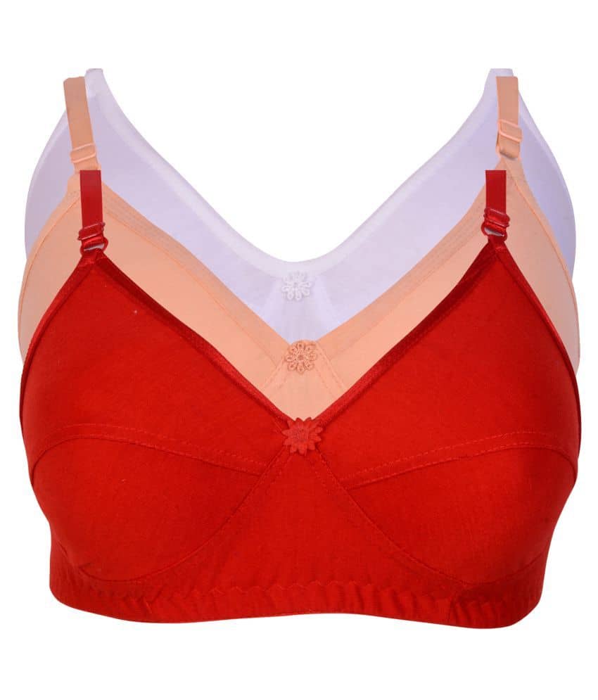 Kiran Enterprises Pack of 3 Cotton Lycra Women's Minimizer Bra ( Multi Color )