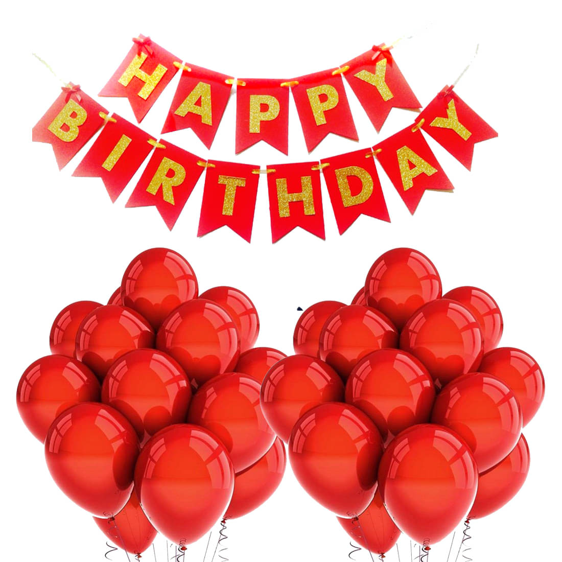     			Kiran Enterprises Red Balloons ( Pack Of 50 ) With Happy Birthday Banner