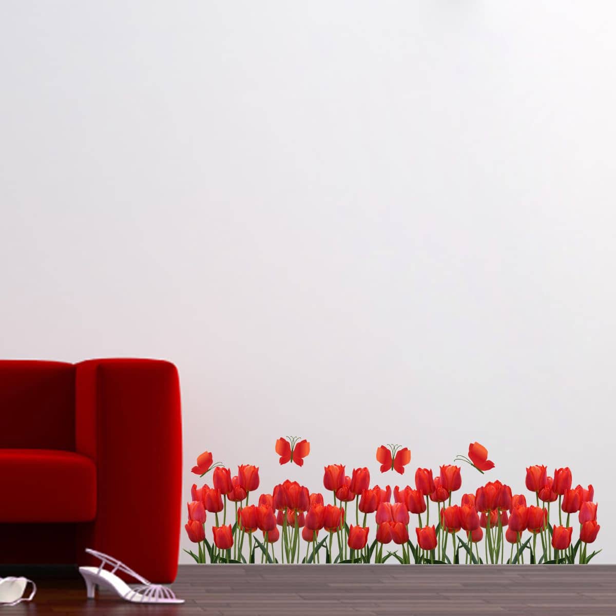Decor Villa Red rose Nature Sticker ( 25 x 91 cms )