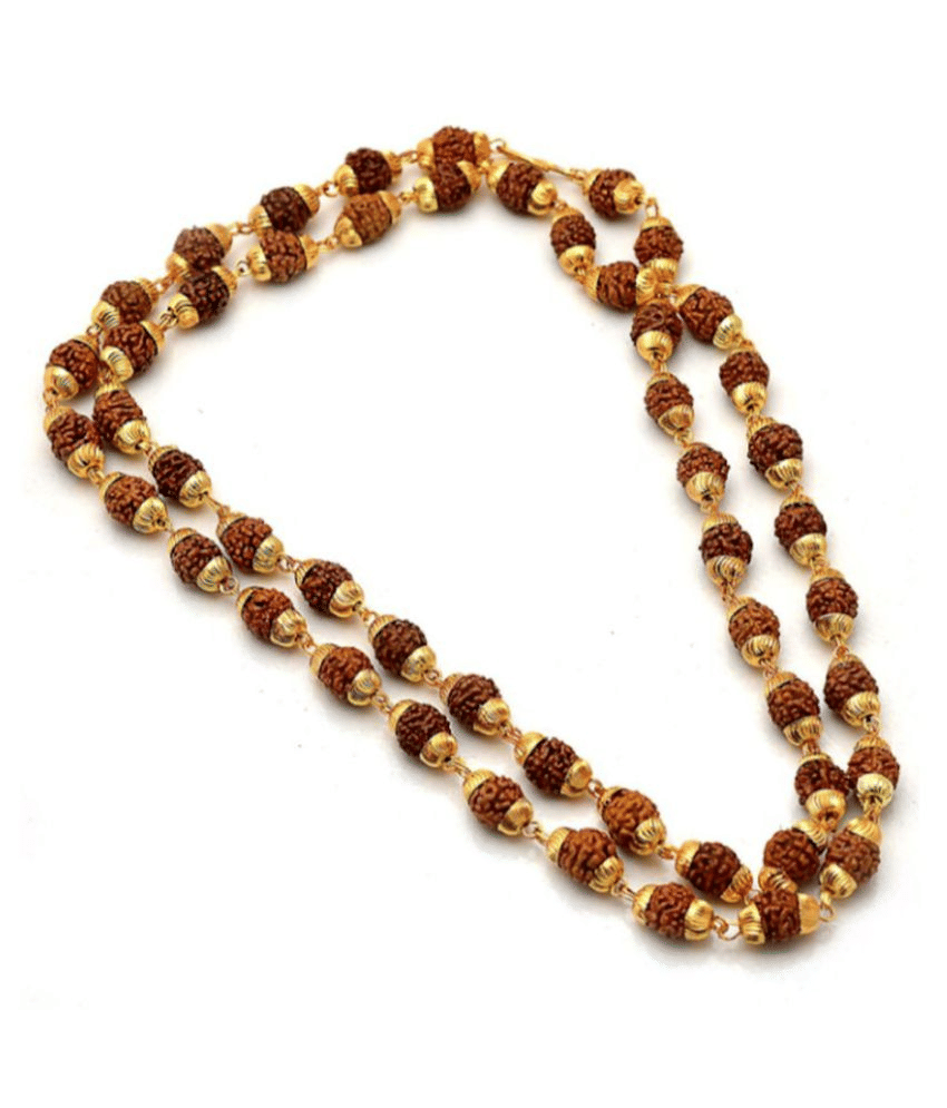     			Gemsamor 100% Original 5 Mukhi Nepali Rudraksha Mala With Gold Plated Cap