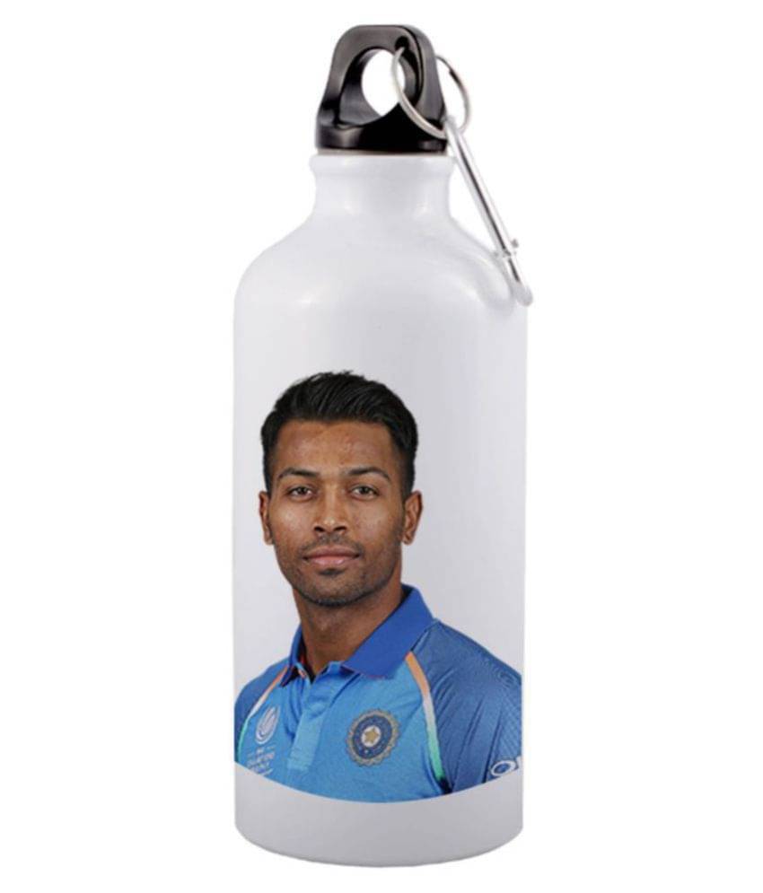 COLOR YARD best indian cr.icketer Hardik Pandya design on White 600 mL Aluminum Water Bottle set of 1 COLOR YARD best indian cr.icketer Hardik Pandya design on White 600 mL Aluminum Water Bottle set of 1