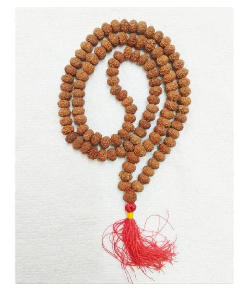     			9 Mukhi Rudraksha Mala 108+1 Beads Wood Necklace