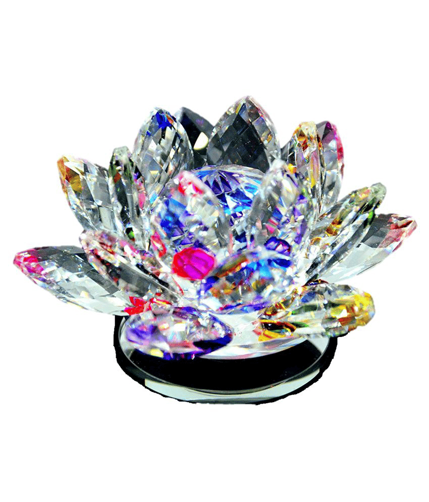 Craftfry Vastu/Feng Shui Transparent Crystal Lotus for Multicolour Glass Handicraft Showpiece - Pack of 1 Craftfry Vastu/Feng Shui Transparent Crystal Lotus for Multicolour Glass Handicraft Showpiece - Pack of 1