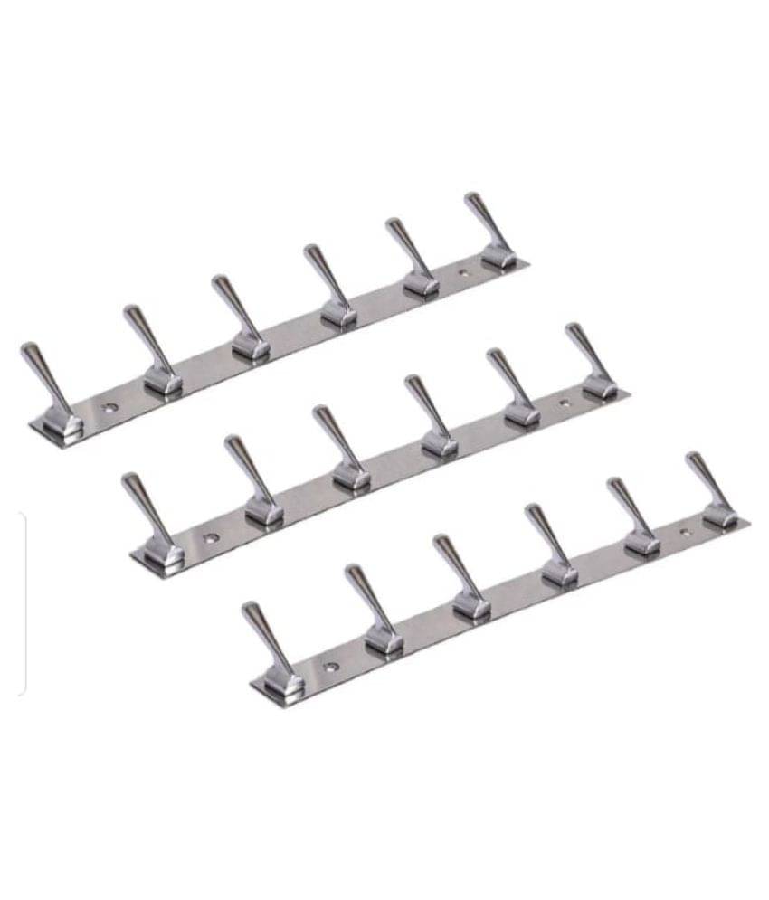 DEEPLAX HOOKS RAIL SET OF 3 STAINLESS STEELS PREMIUM J TYPE 6 HOOKS CLOTHES HANGER BATHROOMS WALL DOOR HOOKS FOR HANGING KEYS CLOTHES 6 PRONGED HOOK RAIL DEEPLAX HOOKS RAIL SET OF 3 STAINLESS STEELS PREMIUM J TYPE 6 HOOKS CLOTHES HANGER BATHROOMS WALL DOOR HOOKS FOR HANGING KEYS CLOTHES 6 PRONGED HOOK RAIL