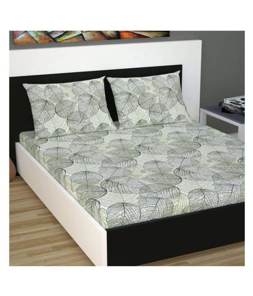DIVINE CASA Cotton Double Bedsheet ( Green )