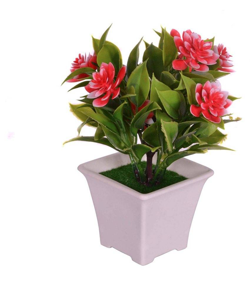     			YUTIRITI Orchids Red Artificial Flowers Bunch - Pack of 1