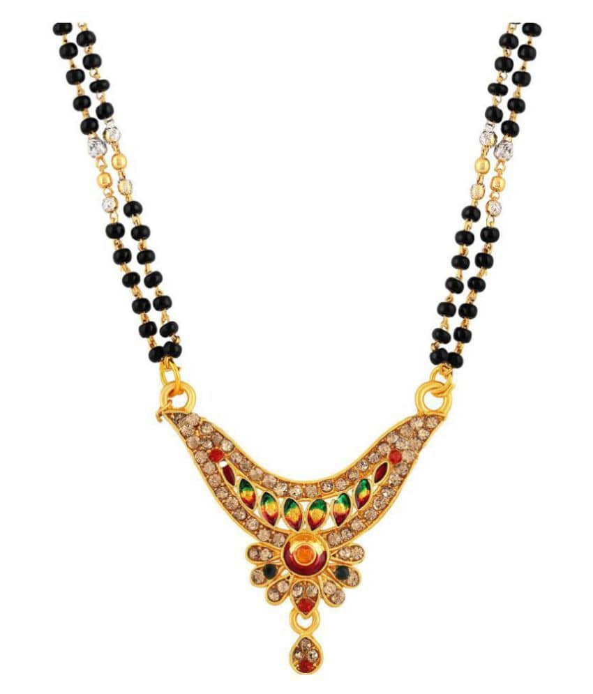 Asmitta Fancy Meenakari Work Gold Plated Matinee Style Mangalsutra For Women
