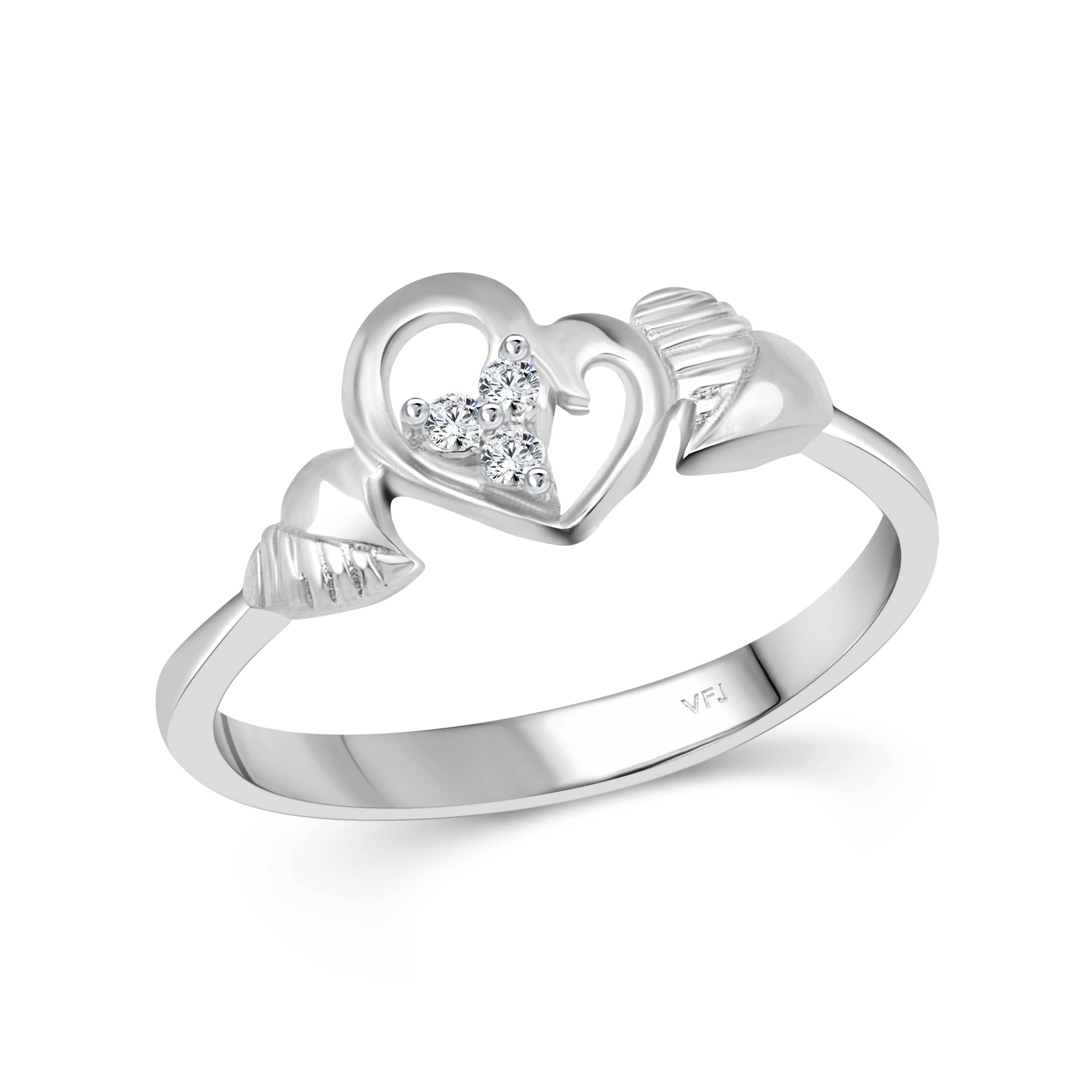     			Vighnaharta Love triangle CZ Rhodium Plated Alloy Ring for Women and Girls-[VFJ1514FRR10]