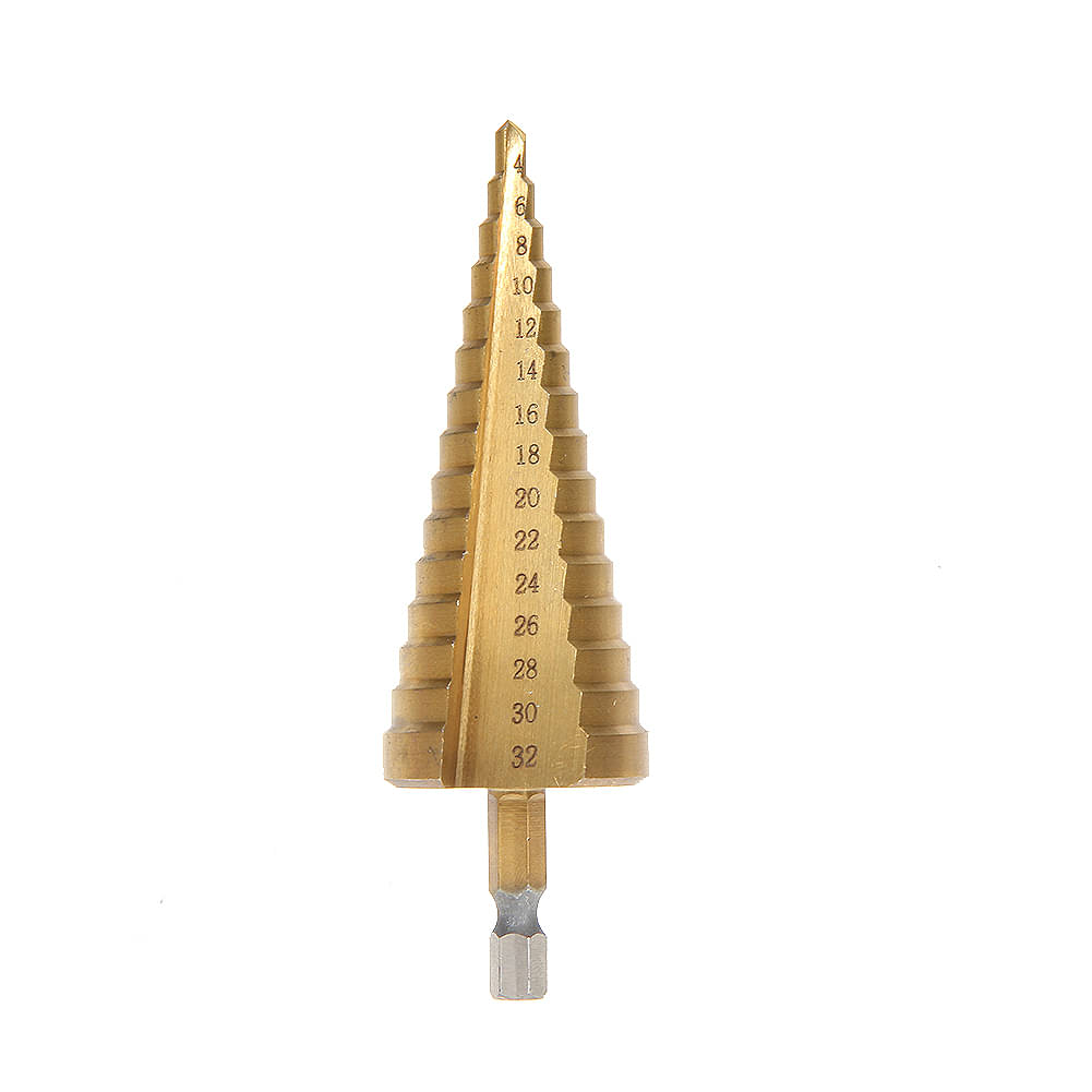 Hex Titanium Step Cone Drill Bit Hole Cutter 4-32MM HSS4241 For Sheet Metal Hex Titanium Step Cone Drill Bit Hole Cutter 4-32MM HSS4241 For Sheet Metal