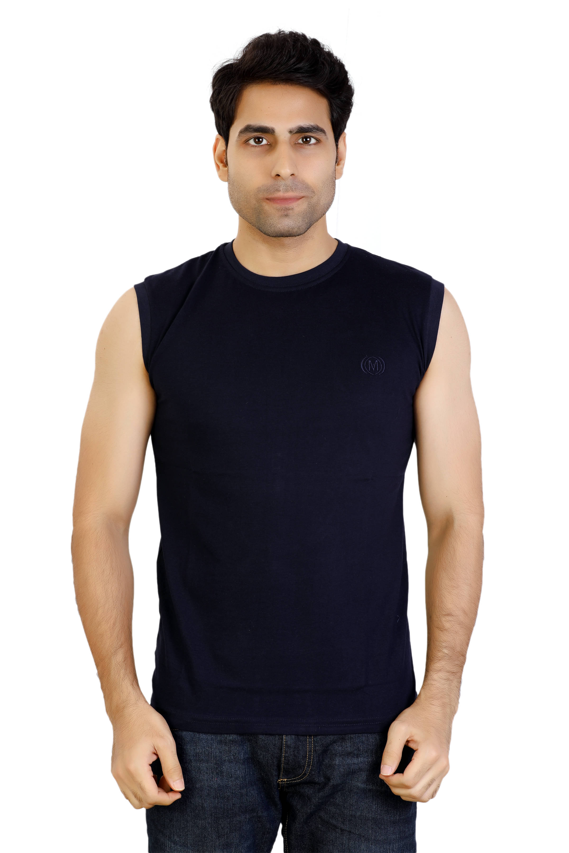 Awack Cotton Blend Blue Solids T-Shirt Awack Cotton Blend Blue Solids T-Shirt