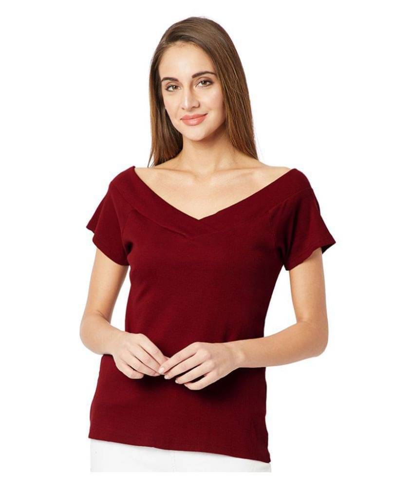 Miss Chase Women's Cotton Regular Top ( Maroon ) Miss Chase Women's Cotton Regular Top ( Maroon )