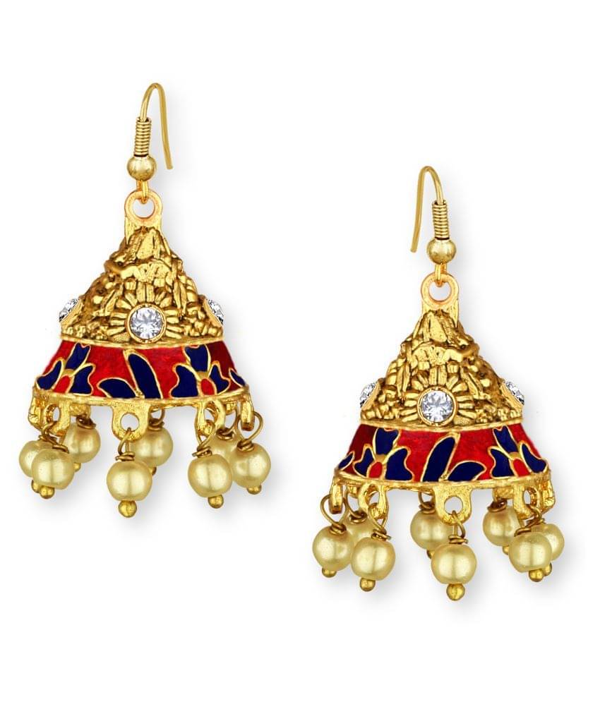     			Spargz Galaxy Enamel Gold Plated Jhumki Earring For Women