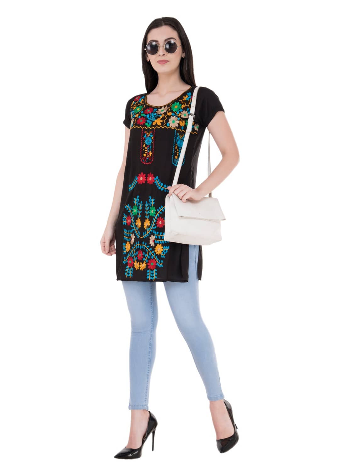 SAAKAA Women's Rayon Tunic ( Black )