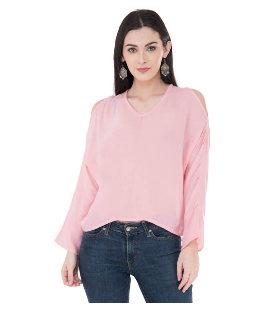 SAAKAA Women's Rayon Regular Top ( Pink )
