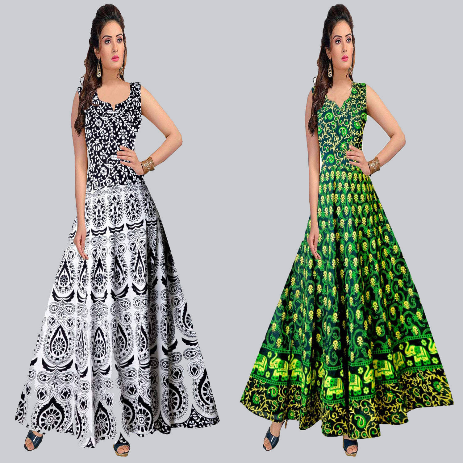     			Rangun Cotton Multi Color A- line Dress