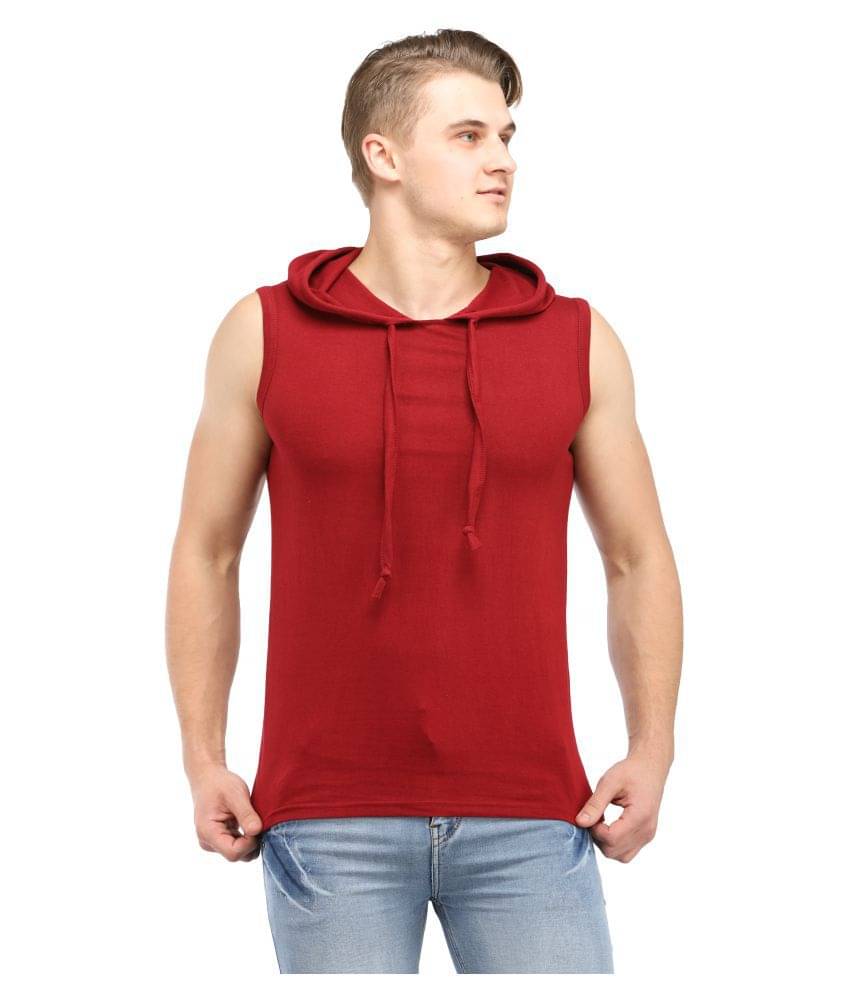     			Denzolee Cotton Blend Maroon Self Design T-Shirt