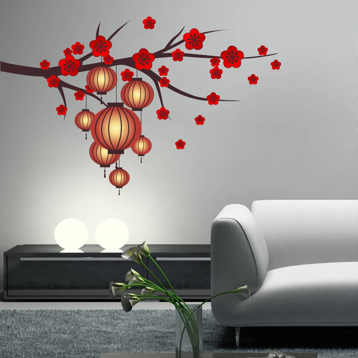 Decor Villa TREE WITH LANTERN Nature Sticker ( 53 x 83 cms )