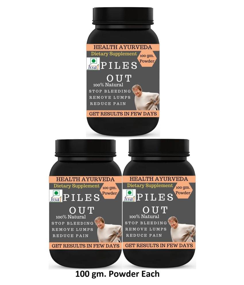 Health Ayurveda Piles Out Ayurvedic Piles Cure Powder 300 Gm Pack of 3     			Health Ayurveda Piles Out Ayurvedic Piles Cure Powder 300 Gm Pack of 3