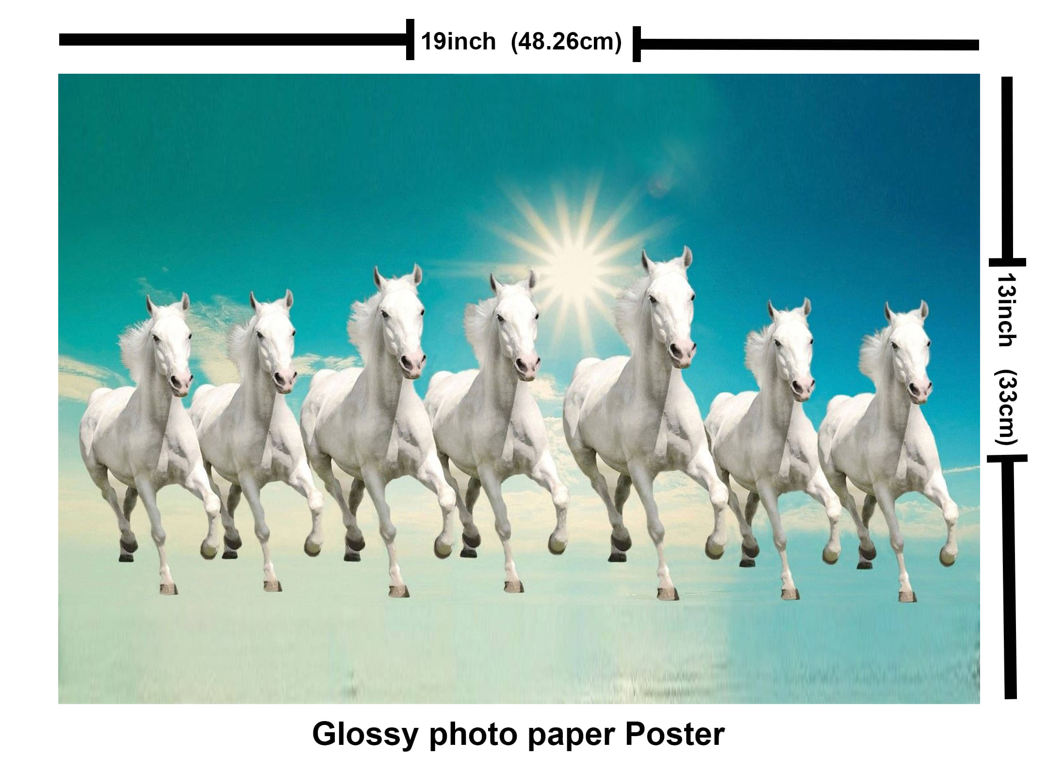 American Noti Vastu 7 Lucky Horse Paper Photo Wall Poster Without Frame American Noti Vastu 7 Lucky Horse Paper Photo Wall Poster Without Frame