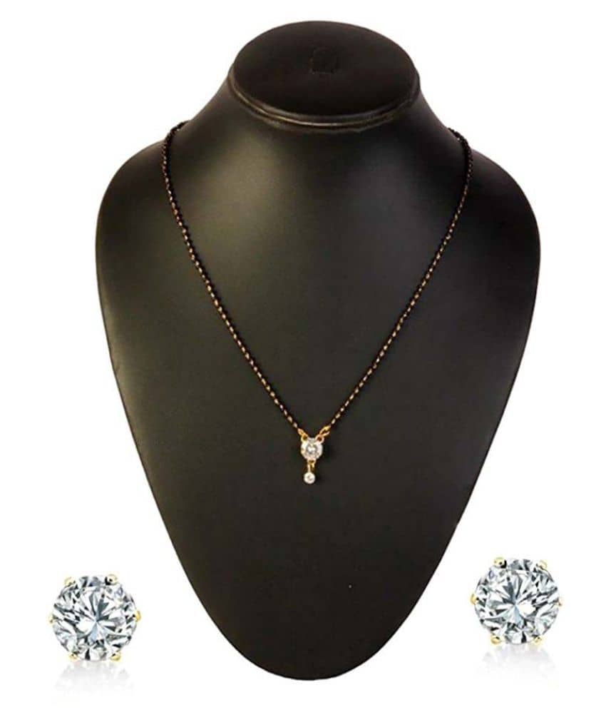 Mangalsutra set in stones gold plated kanthi with earrings
